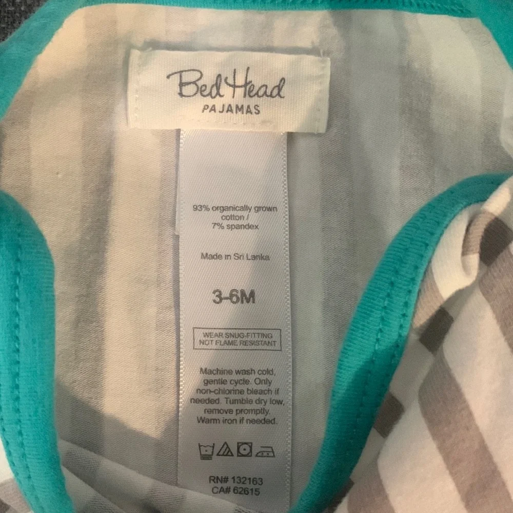 BedHead Pajamas Two Piece Stripe & Solids Organic Cotton Blend 3 - 6 Months